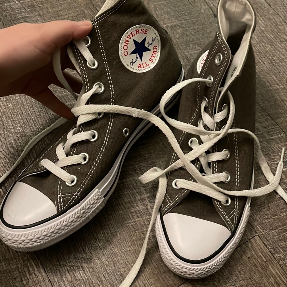 Grey high top converse